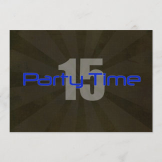 Party Time Black Gray Junge 15. Geburtstag Einladu Einladung