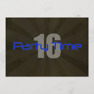 Party Time Black Gray Junge 16. Geburtstag Einladu Einladung