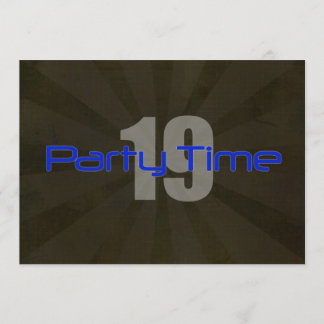 Party Time Black Gray Junge 19. Geburtstag Einladu Einladung