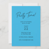 Party Time | Blue Modern Minimalistisch Fun Geburt Einladung (Vorderseite)