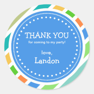Party Time Boys Geburtstag Vielen Dank für Ihre Hi Runder Aufkleber