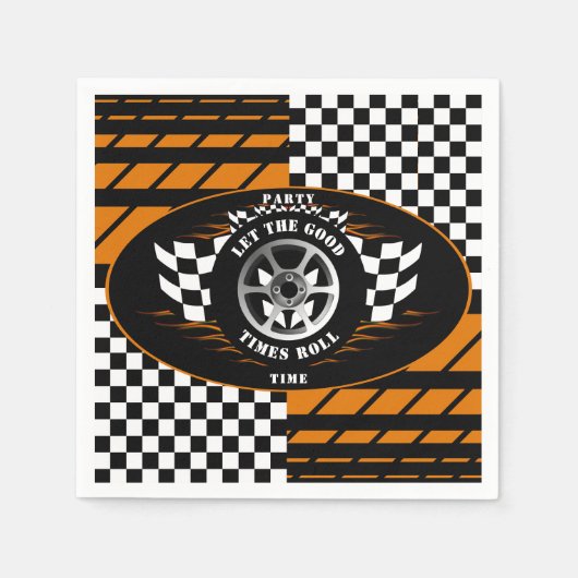 Party Time Checkered Flag Auto Sportwagen Racing Serviette (Vorderseite)