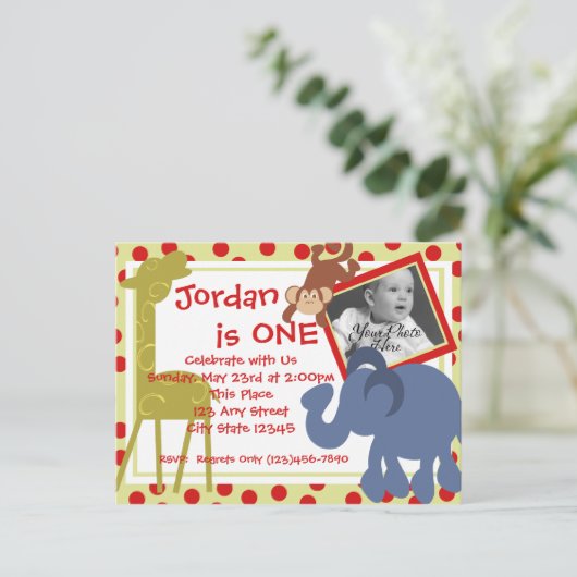 Party Time Circus/Foto Einladungspostkarte (Stehend Vorderseite)