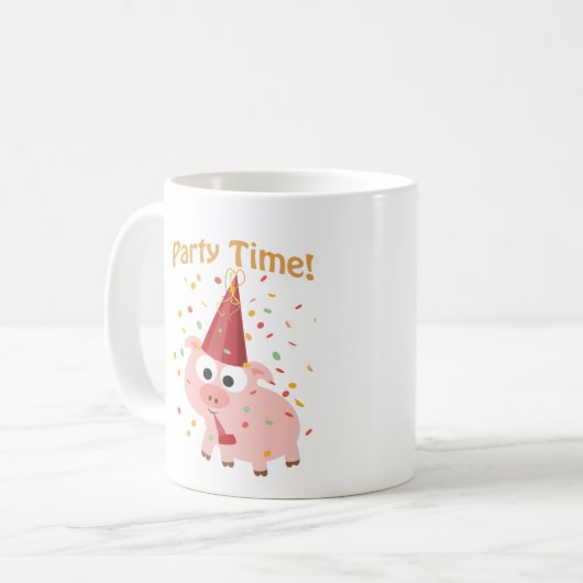 Party Time Confetti Pig Kaffeetasse (Vorderseite Links)