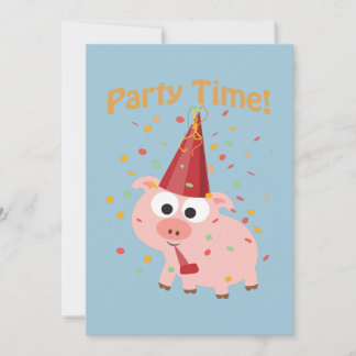 Party Time! Confetti Pig Party Einladung
