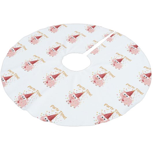 Party Time Confetti Pig Polyester Weihnachtsbaumdecke (Schrägansicht)