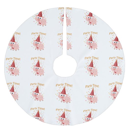 Party Time Confetti Pig Polyester Weihnachtsbaumdecke (Vorderseite)