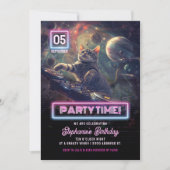 Party Time DJ Cat Dance Party Einladung (Vorderseite)