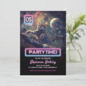 Party Time DJ Cat Dance Party Einladung (Stehend Vorderseite)