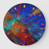 'Party Time' - Farbenfrohe Abstrakte Kunst Große Wanduhr (Vorderseite)