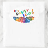 Party Time Farbsticker Ovaler Aufkleber (Tasche)