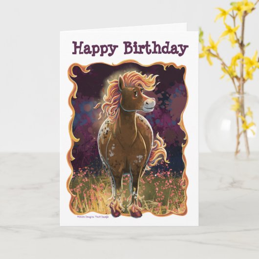 Party Time Fire Horse Karte (Gelbe Blume)