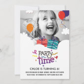 Party Time Foto Geburtstagseinladung Einladung (Vorderseite)