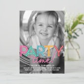 Party Time Foto Geburtstagseinladung Einladung (Stehend Vorderseite)