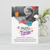 Party Time Foto Geburtstagseinladung Einladung (Stehend Vorderseite)