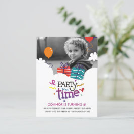 Party Time Foto Geburtstagseinladung Postkarte