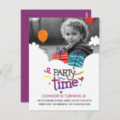 Party Time Foto Geburtstagseinladung Postkarte (Vorne/Hinten)