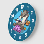 Party Time Funny Rhino Swimming Pool Cartoon Große Wanduhr (Winkel)