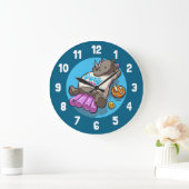 Party Time Funny Rhino Swimming Pool Cartoon Große Wanduhr (Zuhause)