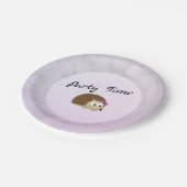 Party Time Girl Igel Pappteller (Schrägansicht)