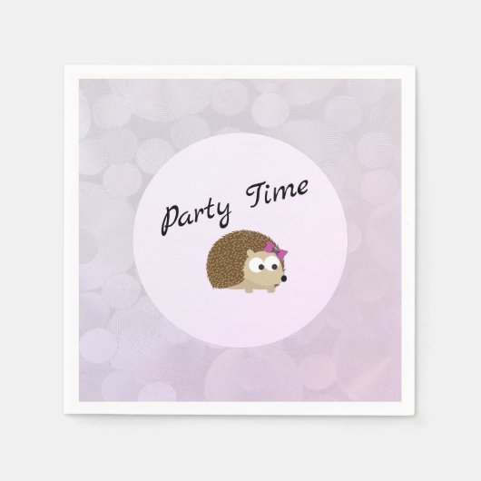 Party Time Girl Igel Serviette (Vorderseite)