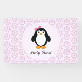 Party Time Girl Pinguin Banner