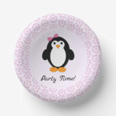 Party Time Girl Pinguin Papierschale Pappteller (Vorderseite)