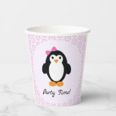 Party Time Girl Pinguin Pappbecher (Vorderseite)