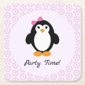 Party Time Girl Pinguin Rechteckiger Pappuntersetzer (Vorderseite)