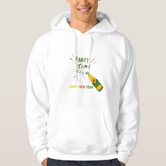 Party Time – Happy New Year Champagne Illustration Hoodie (Vorderseite)