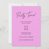 Party Time | Light Magenta Lila Modern Trendy Einladung (Vorderseite)