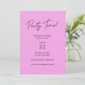 Party Time | Light Magenta Lila Modern Trendy Einladung (Stehend Vorderseite)