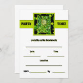 Party Time - Lime Green Einladung (Vorne/Hinten)