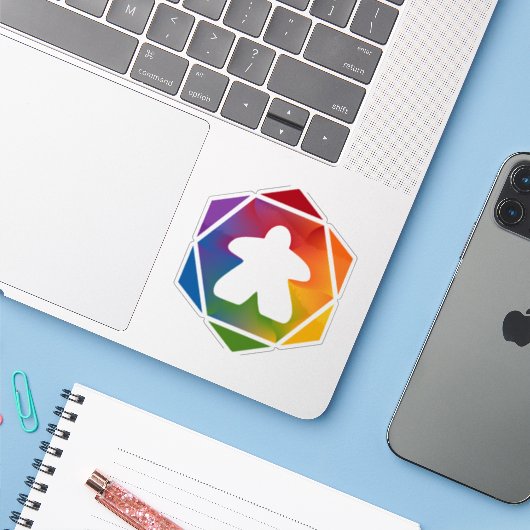 Party Time Meeple Vinyl Sticker (Laptop mit iPhone)