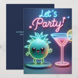 Party Time Neon Green Einladung