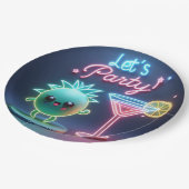 Party Time Neon Green Pappteller (Schrägansicht)