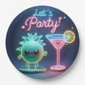 Party Time Neon Green Pappteller (Vorderseite)
