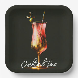 Party Time Neon Modernes Personalisiert Pappteller
