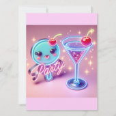 Party Time Neon Pink Einladung (Vorderseite)