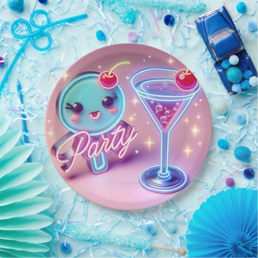 Party Time Neon Pink Pappteller (Party)