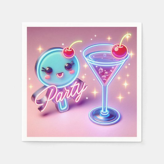 Party Time Neon Pink Serviette (Vorderseite)
