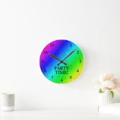 Party Time Neon Regenbogenfarben Acrylwanduhr Runde Wanduhr (Zuhause)