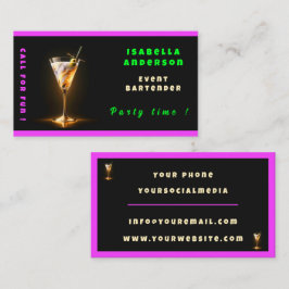 Party Time Neon Trendy Personalisiert Beruflich Visitenkarte