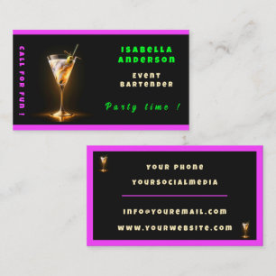 Party Time Neon Trendy Personalisiert Beruflich Visitenkarte