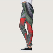 Party Time Öko Green geschmolzen rot Abstrakt Leggings (Links)