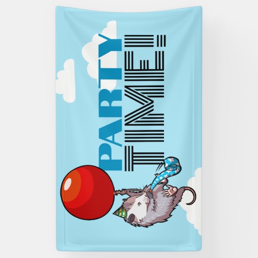 PARTY TIME! Party Possum Funny Floating Opossum Banner (Vertikal)