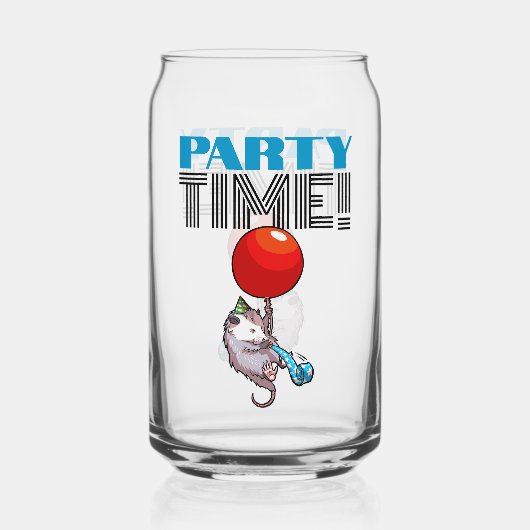 PARTY TIME! Party Possum Funny Floating Opossum Dosenglas (Vorderseite)