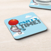 PARTY TIME! Party Possum Funny Floating Opossum Getränkeuntersetzer (Linke Seite)