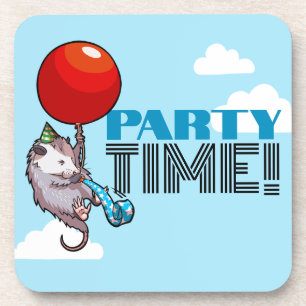PARTY TIME! Party Possum Funny Floating Opossum Getränkeuntersetzer