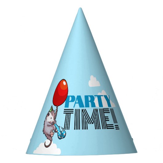 PARTY TIME! Party Possum Funny Floating Opossum Partyhütchen (Vorderseite)